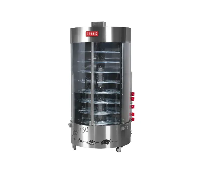 MÁQUINA DE ASSAR FRANGO 130KG COM QUEIMADOR CENTRAL G PANIZ ARV-130 A GÁS
