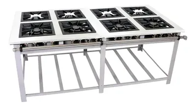 VENÂNCIO FOGÃO INDUSTRIAL MI8 MAXI INOX 40X40 8 BOCAS DUPLAS BAIXA PRESSÃO