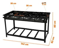 VENÂNCIO FOGÃO INDUSTRIAL VAP8-FOG 30X30 8 BOCAS ALTA PRESSÃO