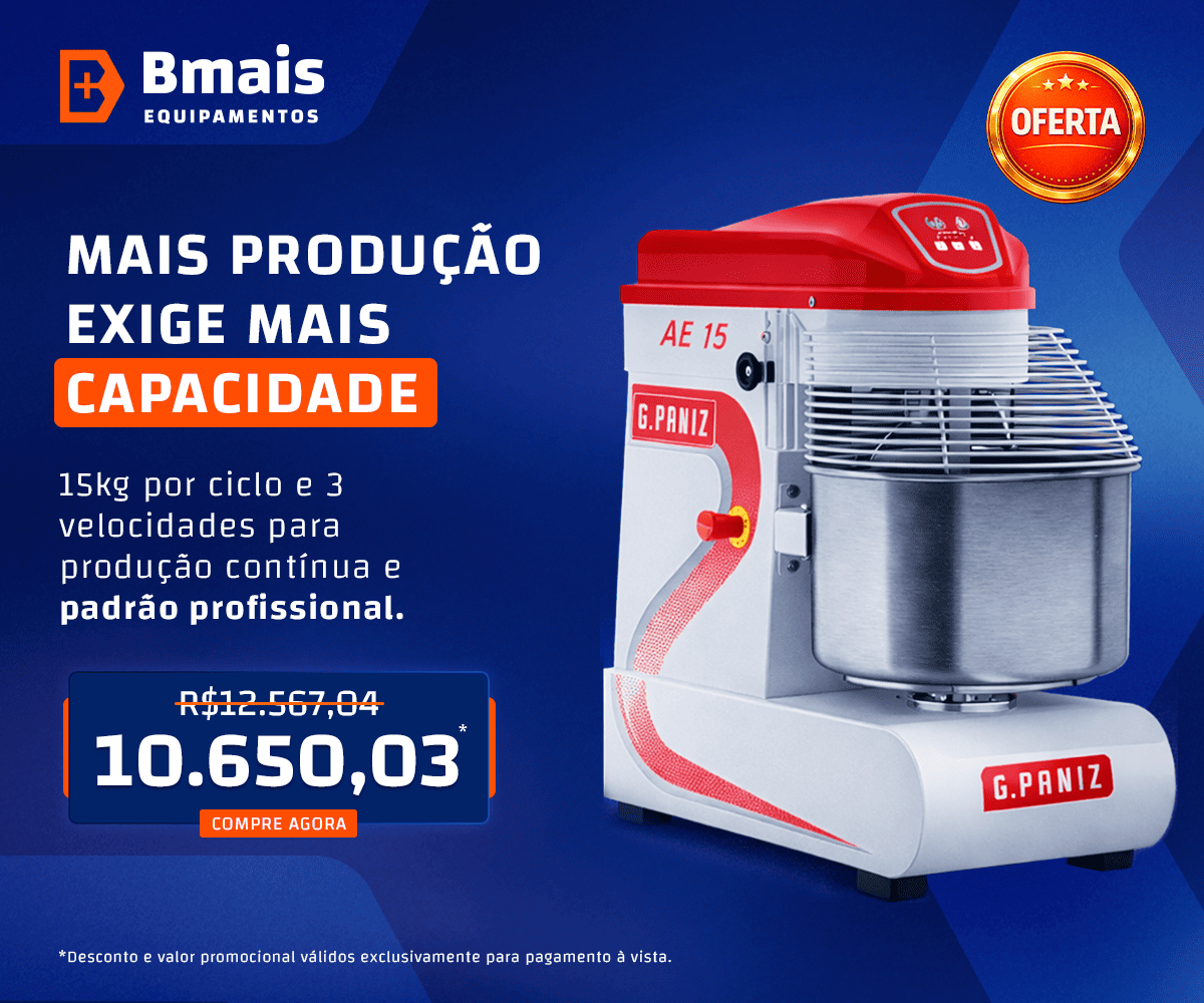 AMASSADEIRA ESPIRAL 3 VELOCIDADES PARA 15KG DE MAS